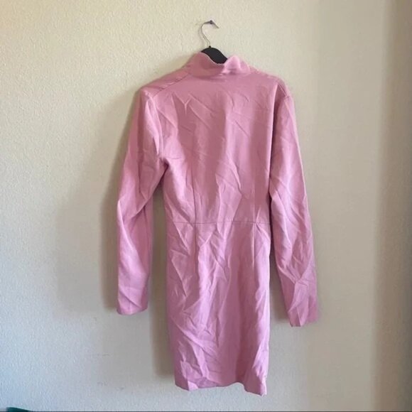 NWT PrettyLittleThing Rose Knot Detail Wrap Dress Pink Night Out Sexy Y2K - Picture 3 of 4